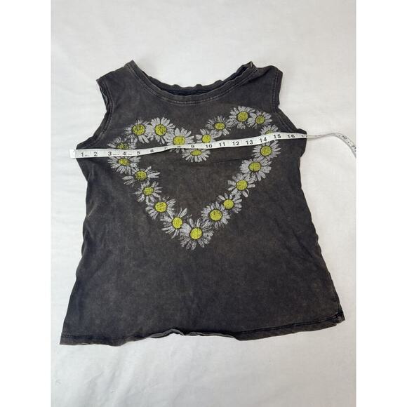 LOL Vintage Grunge T-Shirt Daisies Flower Black Festival Sleeveless Women Medium - Picture 2 of 7